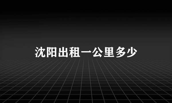 沈阳出租一公里多少