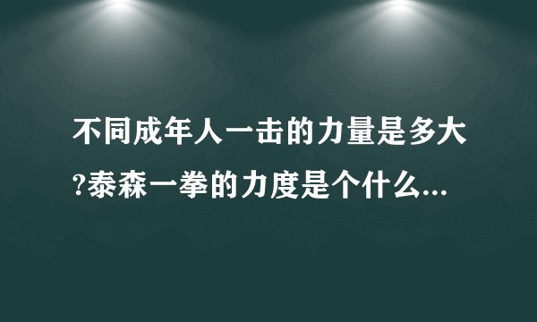 不同成年人一击的力量是多大?泰森一拳的力度是个什么概念?谢谢？