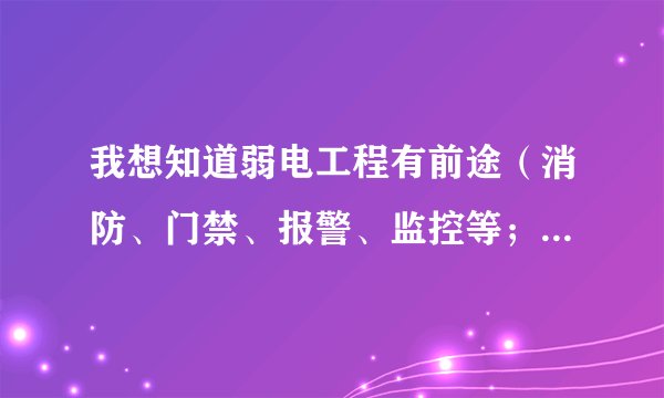 我想知道弱电工程有前途（消防、门禁、报警、监控等；往下发展终极目标就是项目经理）还是设备维护有前途。