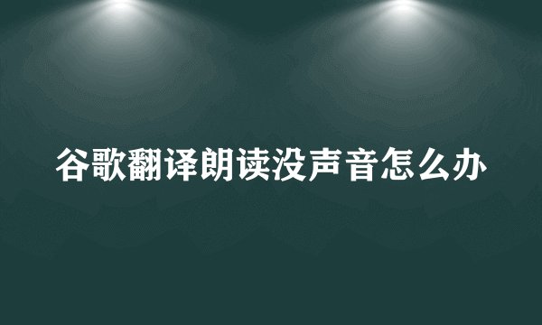 谷歌翻译朗读没声音怎么办