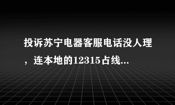 投诉苏宁电器客服电话没人理，连本地的12315占线都打不通。请问怎么解决？