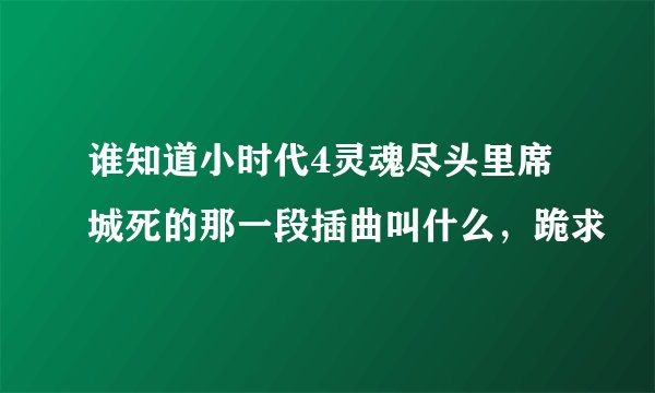 谁知道小时代4灵魂尽头里席城死的那一段插曲叫什么，跪求