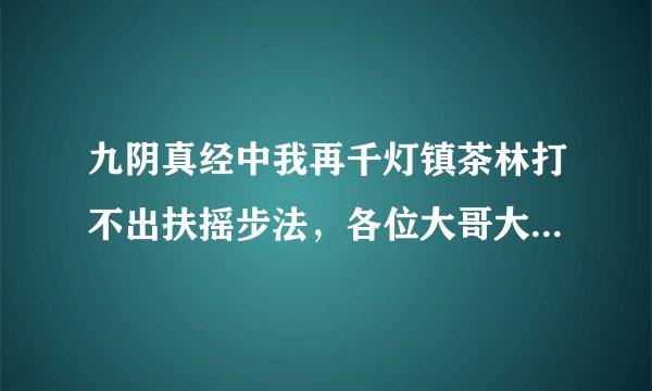 九阴真经中我再千灯镇茶林打不出扶摇步法，各位大哥大姐能不能送我，我在望仙阁，账号是zzrr4455