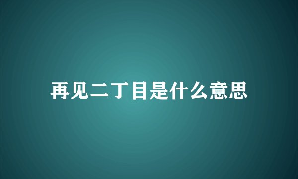 再见二丁目是什么意思
