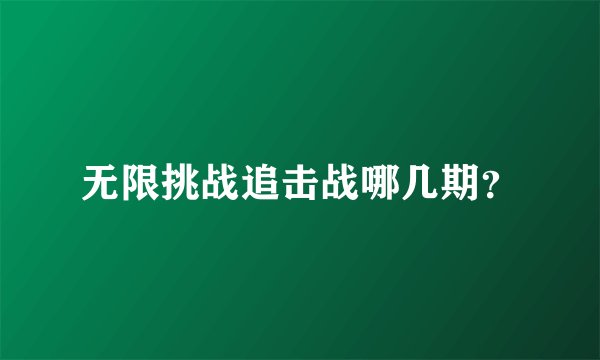 无限挑战追击战哪几期？