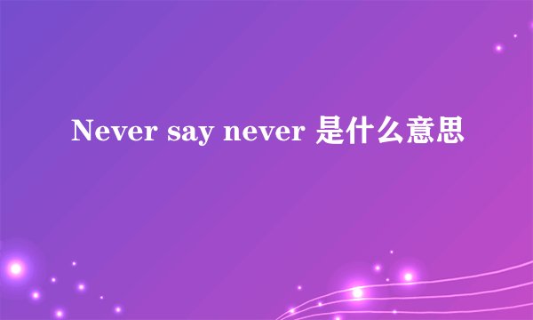 Never say never 是什么意思