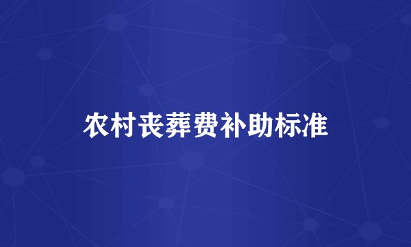 农村丧葬费补助标准