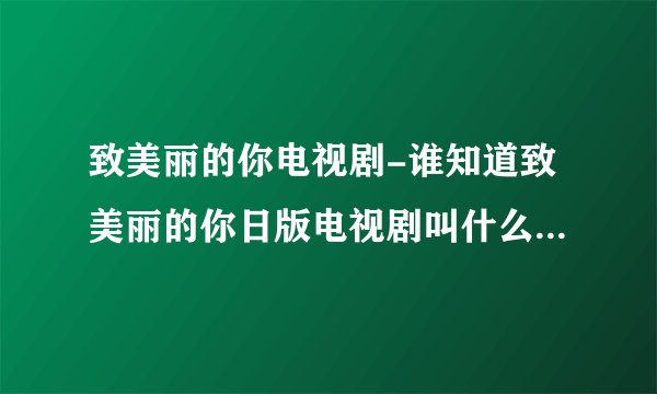 致美丽的你电视剧-谁知道致美丽的你日版电视剧叫什么名？谁知道？