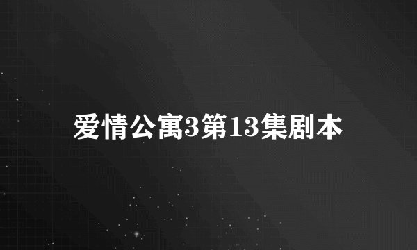 爱情公寓3第13集剧本