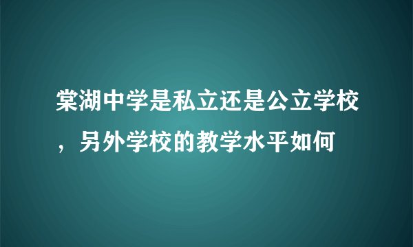 棠湖中学是私立还是公立学校，另外学校的教学水平如何