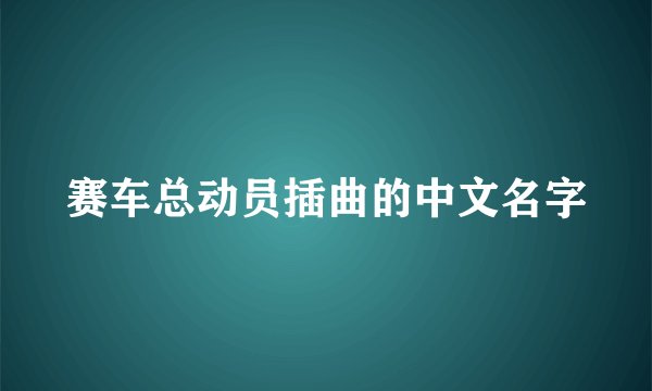 赛车总动员插曲的中文名字