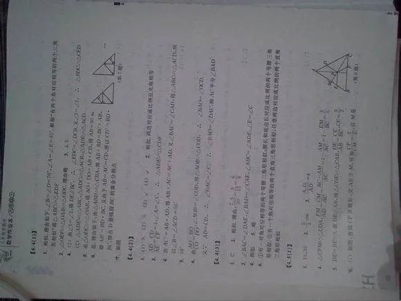 浙教版九年级上册数学作业本答案