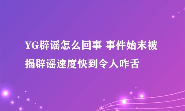 YG辟谣怎么回事 事件始末被揭辟谣速度快到令人咋舌