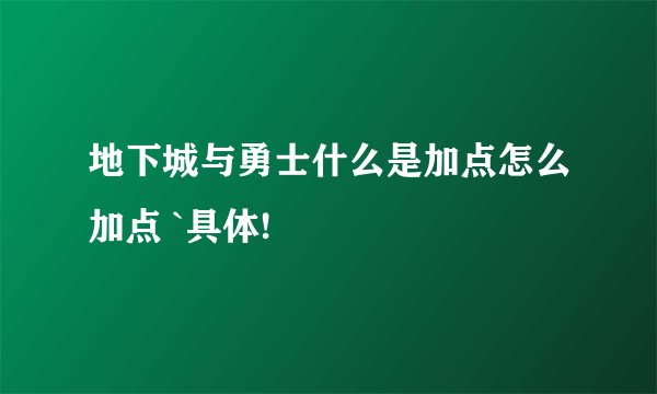 地下城与勇士什么是加点怎么加点 `具体!