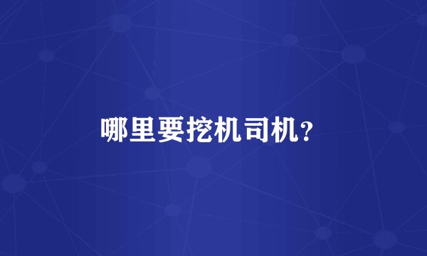 哪里要挖机司机？