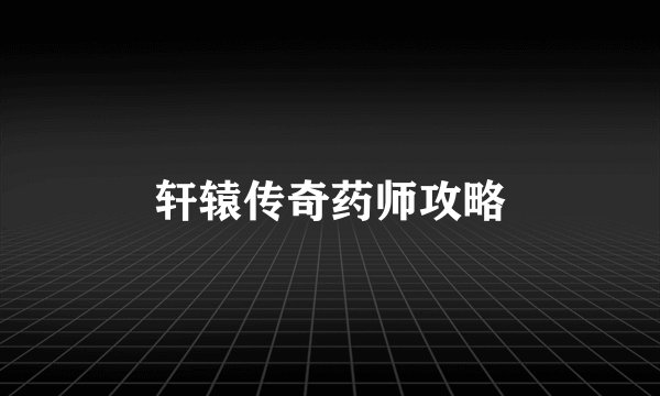 轩辕传奇药师攻略