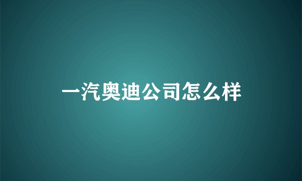 一汽奥迪公司怎么样