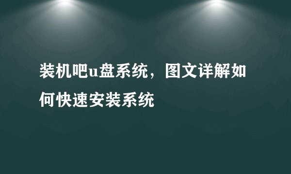 装机吧u盘系统，图文详解如何快速安装系统