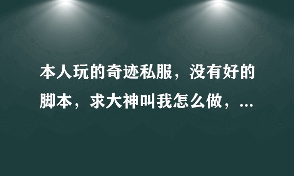 本人玩的奇迹私服，没有好的脚本，求大神叫我怎么做，同样的装备，还是打不赢人家