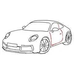 911保时捷黑白简笔画？