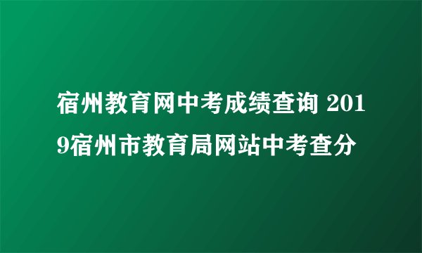 宿州教育网中考成绩查询 2019宿州市教育局网站中考查分