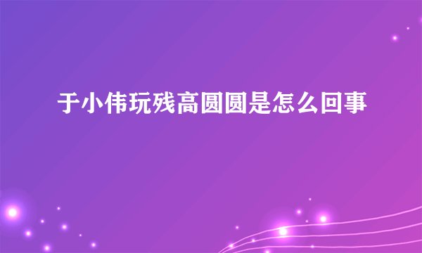 于小伟玩残高圆圆是怎么回事
