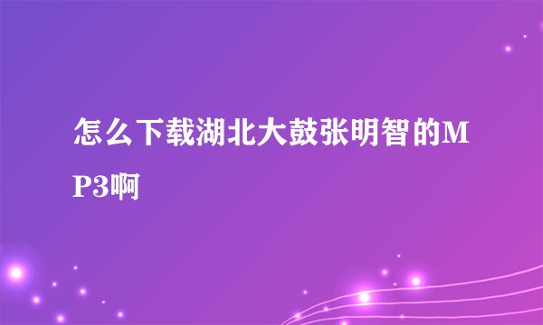 怎么下载湖北大鼓张明智的MP3啊