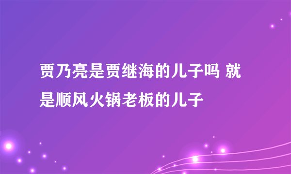 贾乃亮是贾继海的儿子吗 就是顺风火锅老板的儿子
