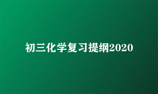 初三化学复习提纲2020