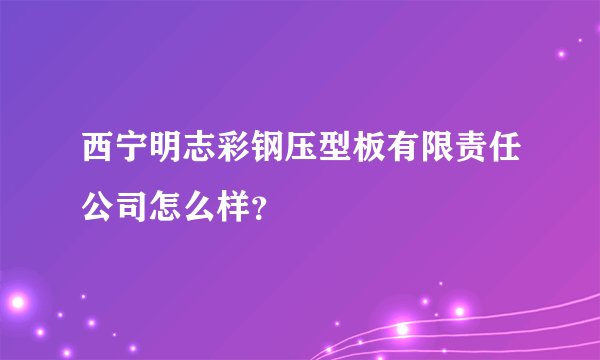 西宁明志彩钢压型板有限责任公司怎么样？