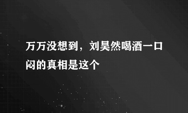 万万没想到，刘昊然喝酒一口闷的真相是这个