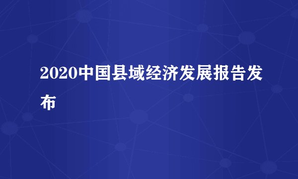2020中国县域经济发展报告发布