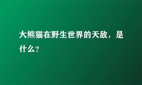 大熊猫在野生世界的天敌，是什么？
