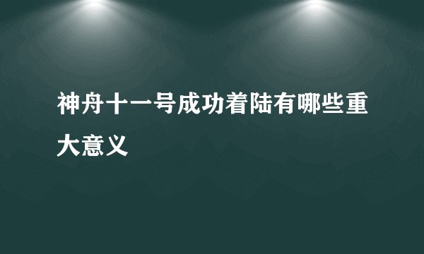神舟十一号成功着陆有哪些重大意义