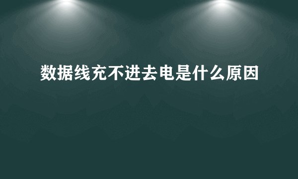 数据线充不进去电是什么原因