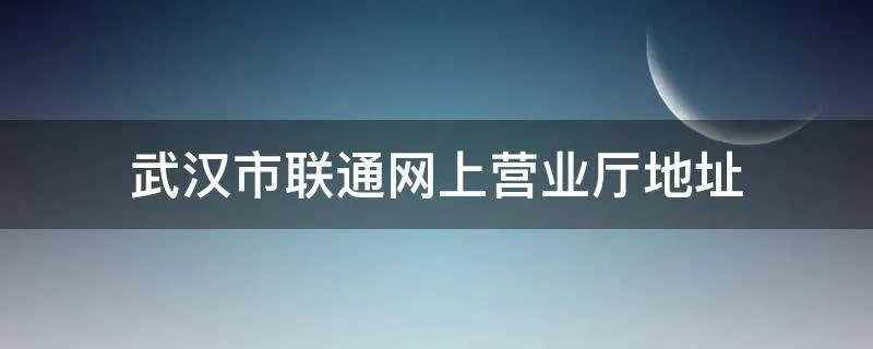 武汉市联通网上营业厅地址