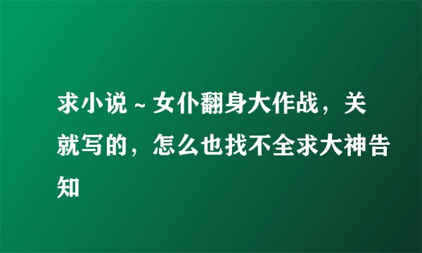 求小说～女仆翻身大作战，关就写的，怎么也找不全求大神告知