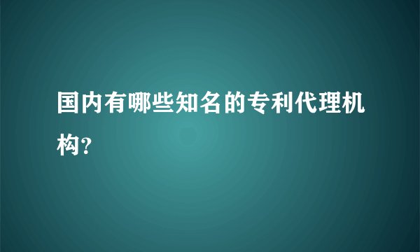 国内有哪些知名的专利代理机构？