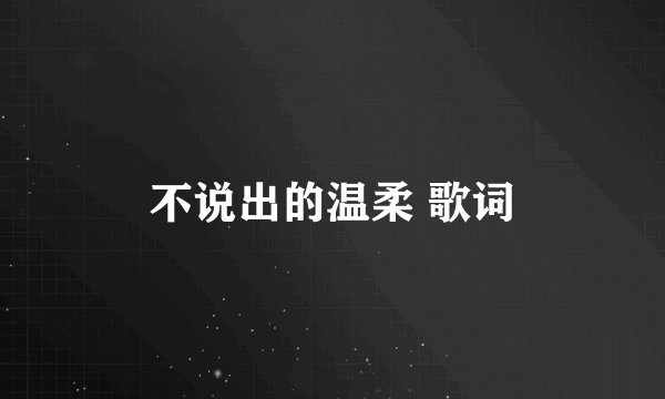 不说出的温柔 歌词