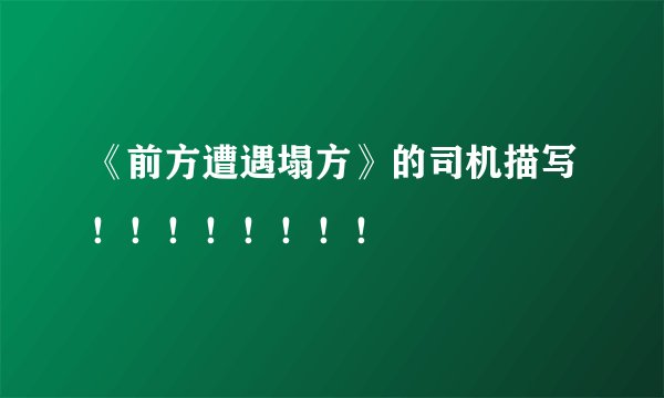 《前方遭遇塌方》的司机描写！！！！！！！！