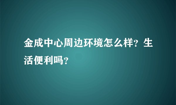 金成中心周边环境怎么样？生活便利吗？