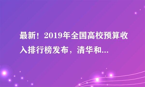 最新！2019年全国高校预算收入排行榜发布，清华和北大之间有差距