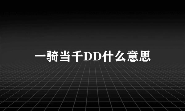 一骑当千DD什么意思