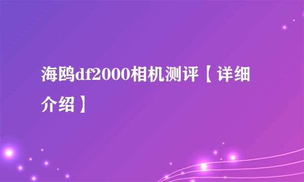 海鸥df2000相机测评【详细介绍】