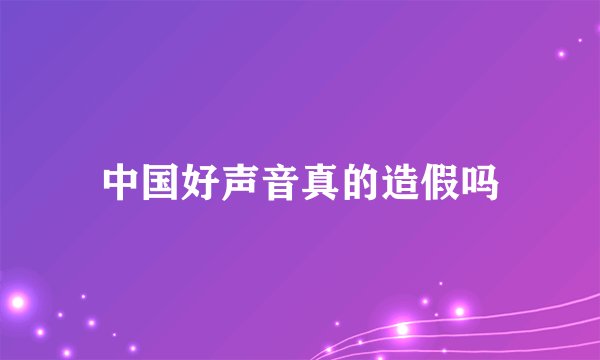 中国好声音真的造假吗