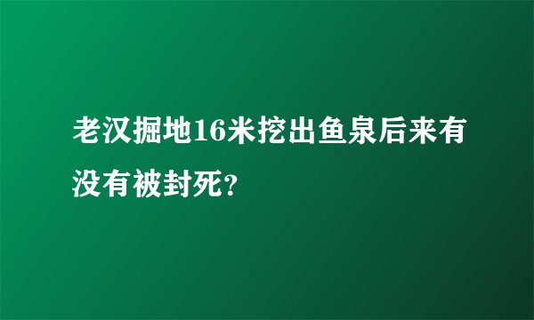 老汉掘地16米挖出鱼泉后来有没有被封死？