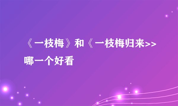 《一枝梅》和《一枝梅归来>>哪一个好看