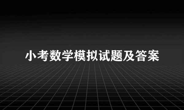 小考数学模拟试题及答案