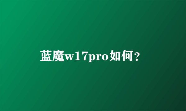 蓝魔w17pro如何？
