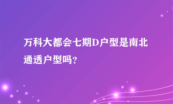 万科大都会七期D户型是南北通透户型吗？